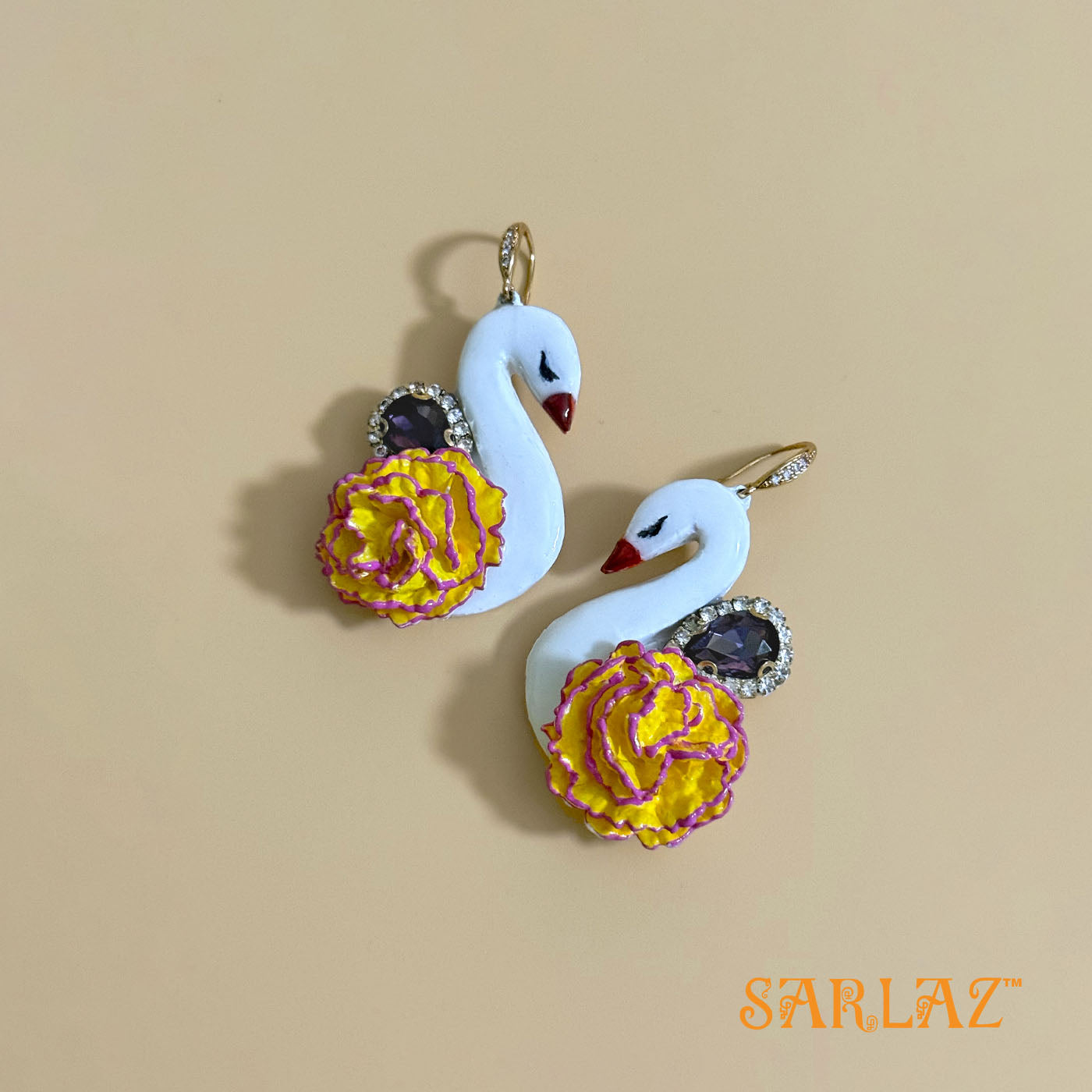 Graceful Swan Earrings — Nature Theme — Bird Statement earrings