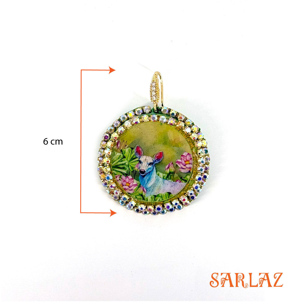Harina — Rhinestone Embellished Circle setting — Deer Art earrings