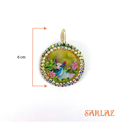 Harina — Rhinestone Embellished Circle setting — Deer Art earrings
