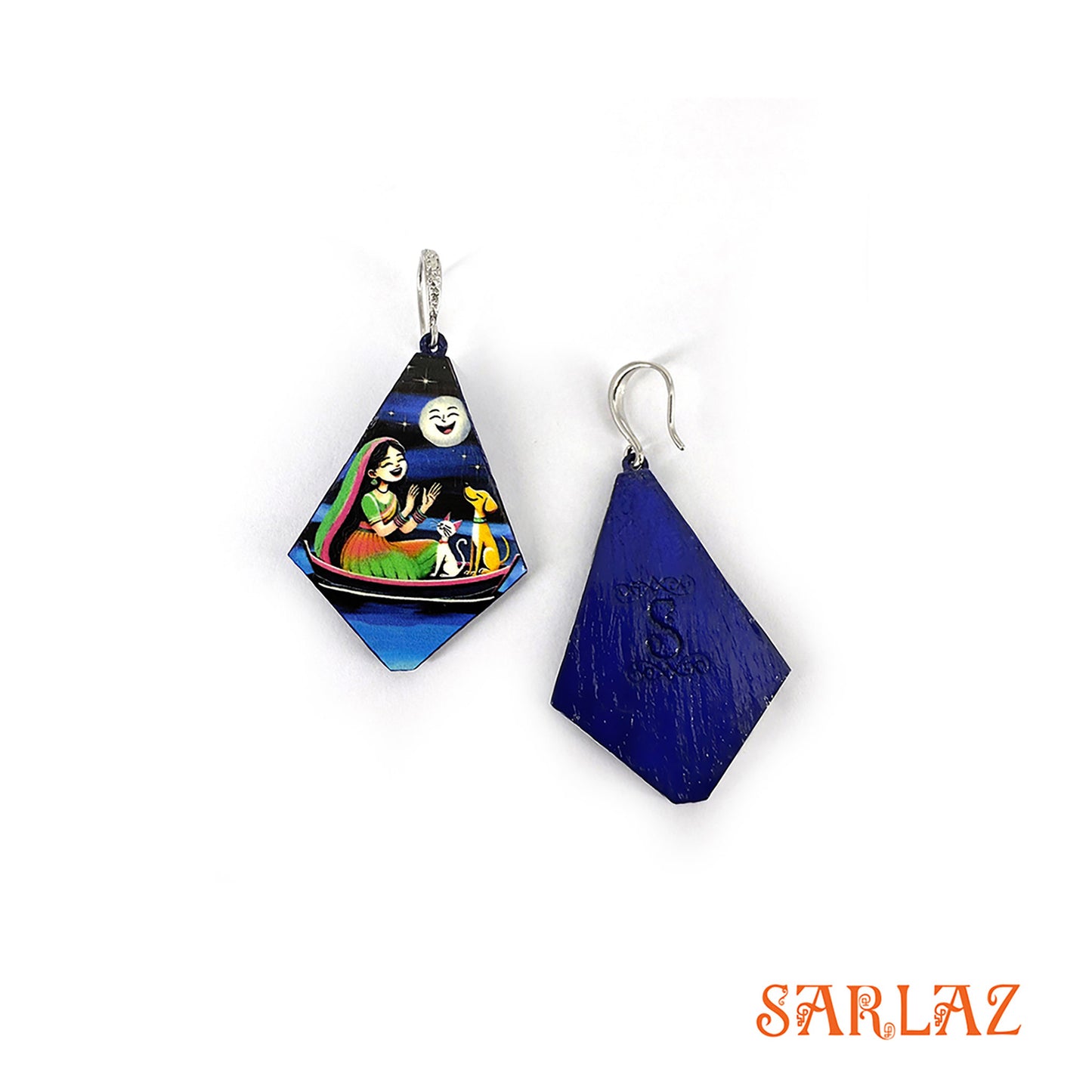 Moonlit Mirth — Wood Earrings
