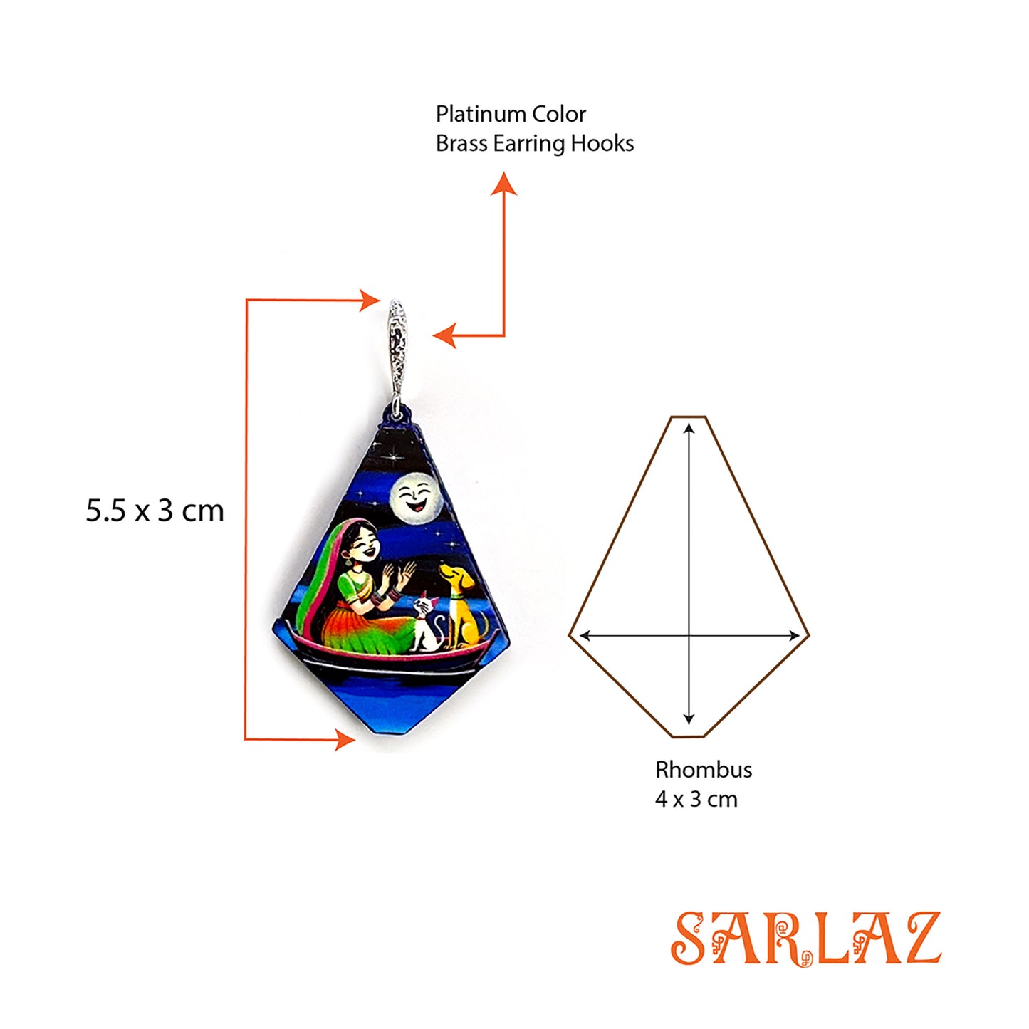 Moonlit Mirth — Wood Earrings