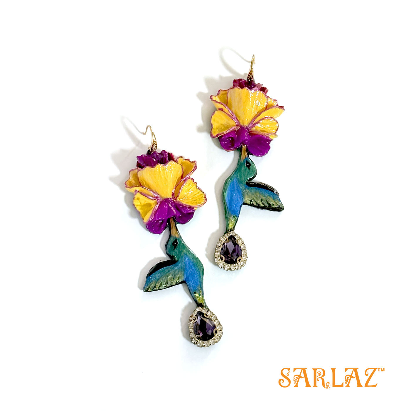 Nectar Grace Hummingbird Earrings — Nature Theme — Bird Statement earrings