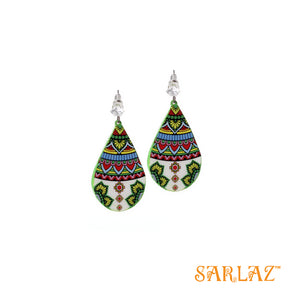 Palash green ornament design earrings — Pattern theme jewellery — Affordable Luxury