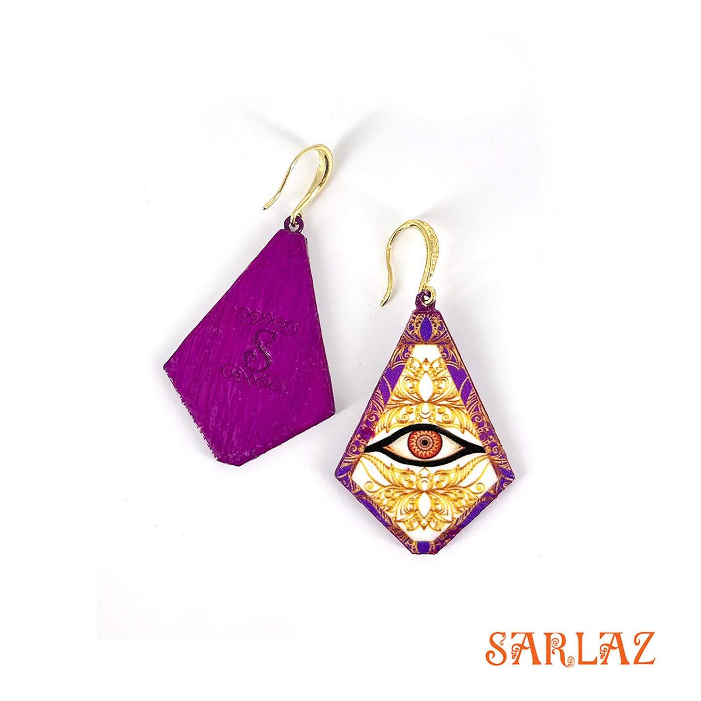 Regal Lotus Gaze — Wood Earrings