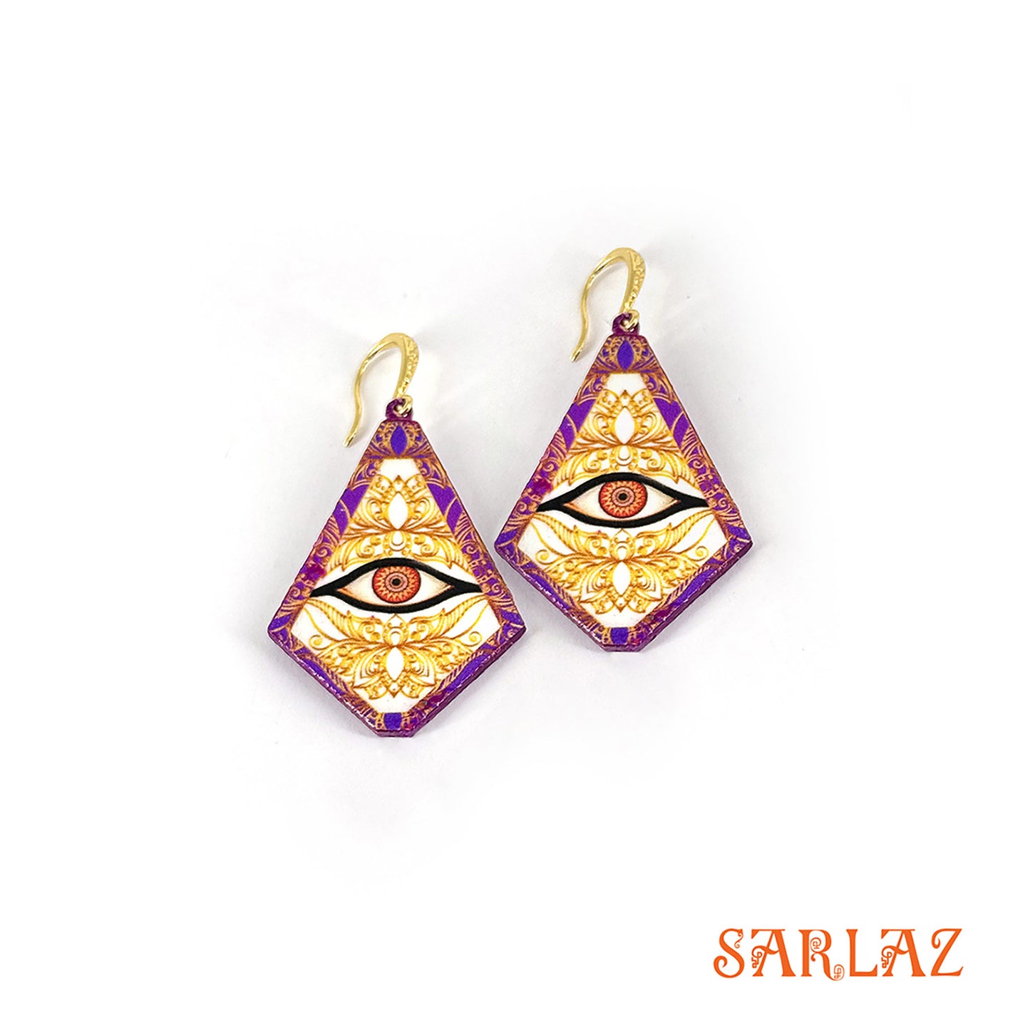 Regal Lotus Gaze — Wood Earrings