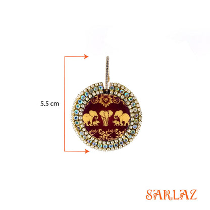 Regal March  — Circle Stone-Studded Setting — Elephant Art
