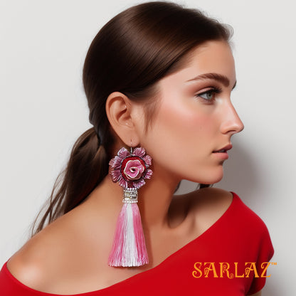 Ilaria Flower Statement Earrings — Tassel Earrings — Bold earrings