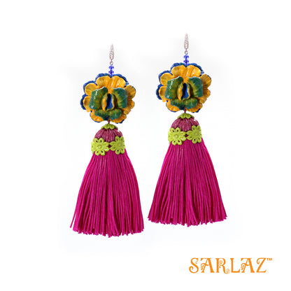 Uttara Flower Statement Earrings — Tassel Earrings — Bold earrings