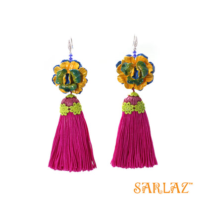 Uttara Flower Statement Earrings — Tassel Earrings — Bold earrings