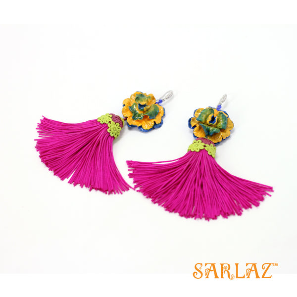 Uttara Flower Statement Earrings — Tassel Earrings — Bold earrings