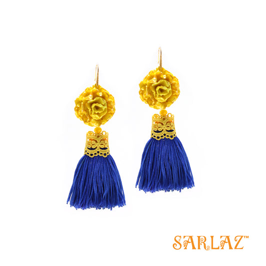 Mirella Flower Statement Earrings — Glitter Tassel Earrings