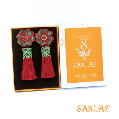 Enchanting Red Flower Statement Earrings - Tassel Earrings