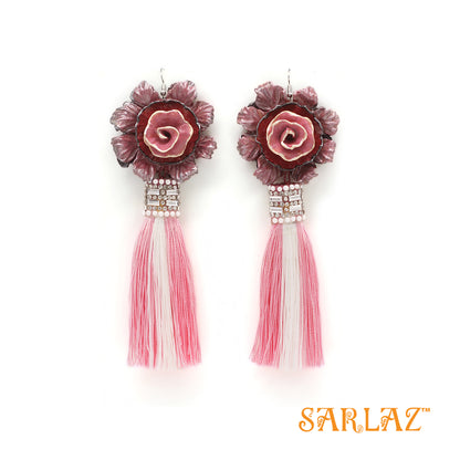 Ilaria Flower Statement Earrings — Tassel Earrings — Bold earrings