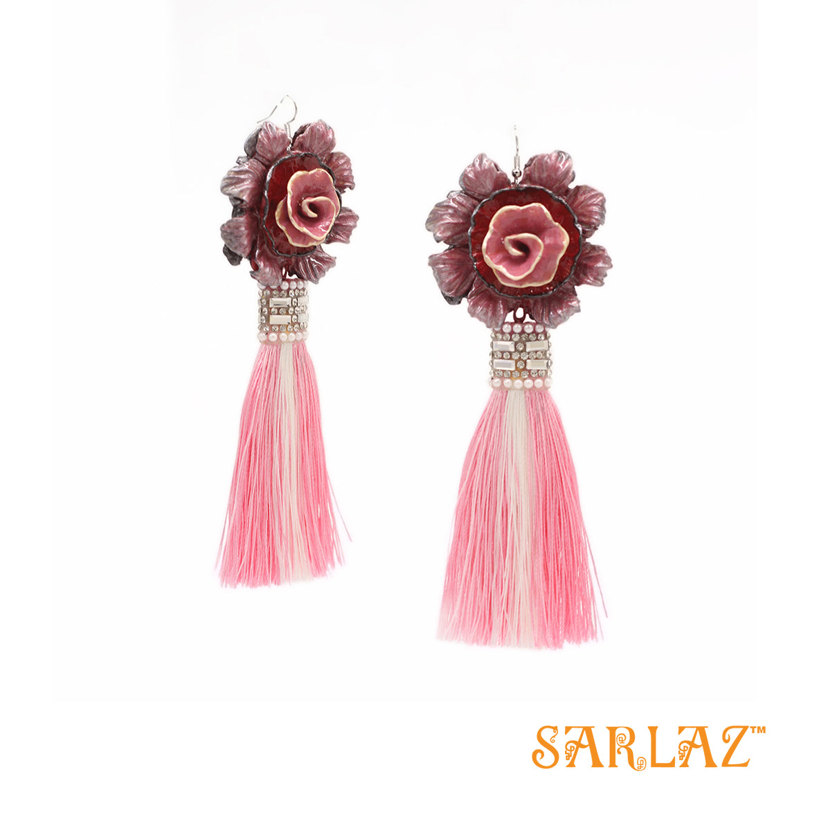 Ilaria Flower Statement Earrings — Tassel Earrings — Bold earrings