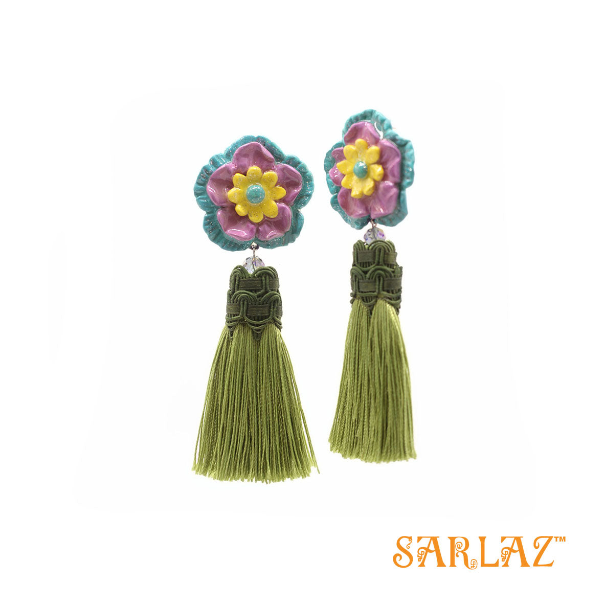 Vibrant Flower Statement Earrings-Tassel Earrings