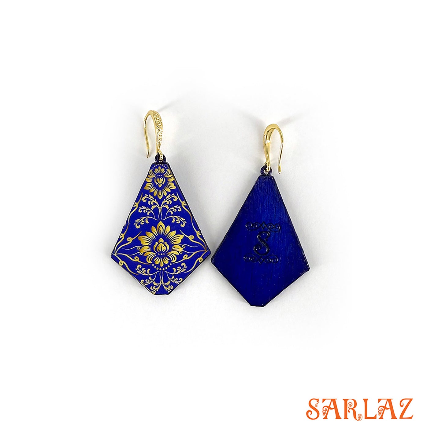 Sapphire Blossom — Wood Earrings