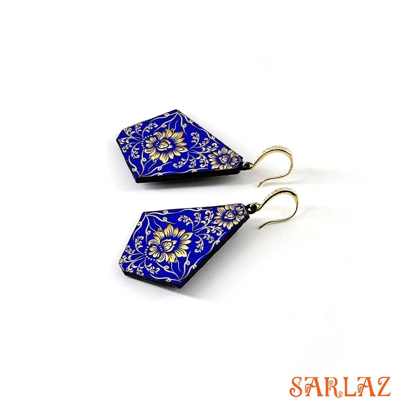 Sapphire Blossom — Wood Earrings