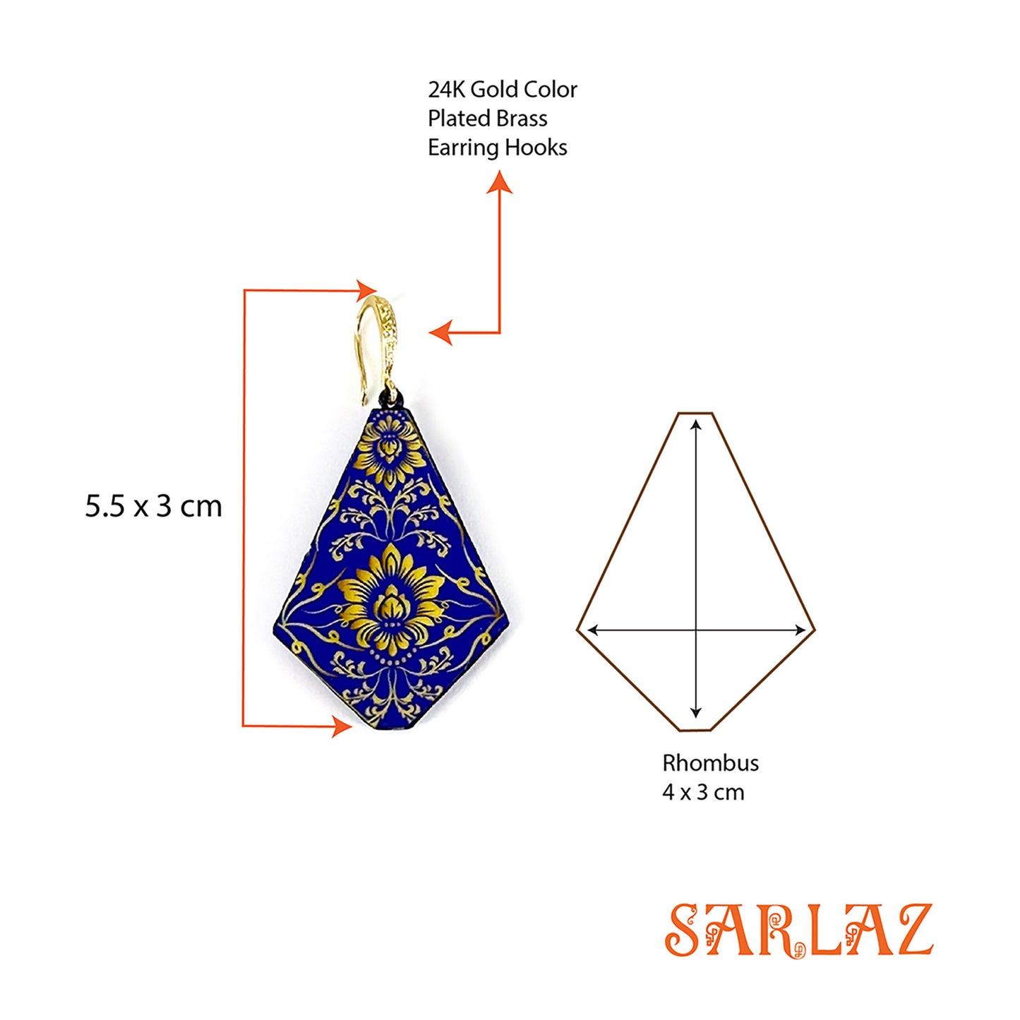 Sapphire Blossom — Wood Earrings