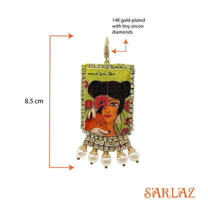 Sookja – Badge Frame Pearl Setting — Fox Art earrings