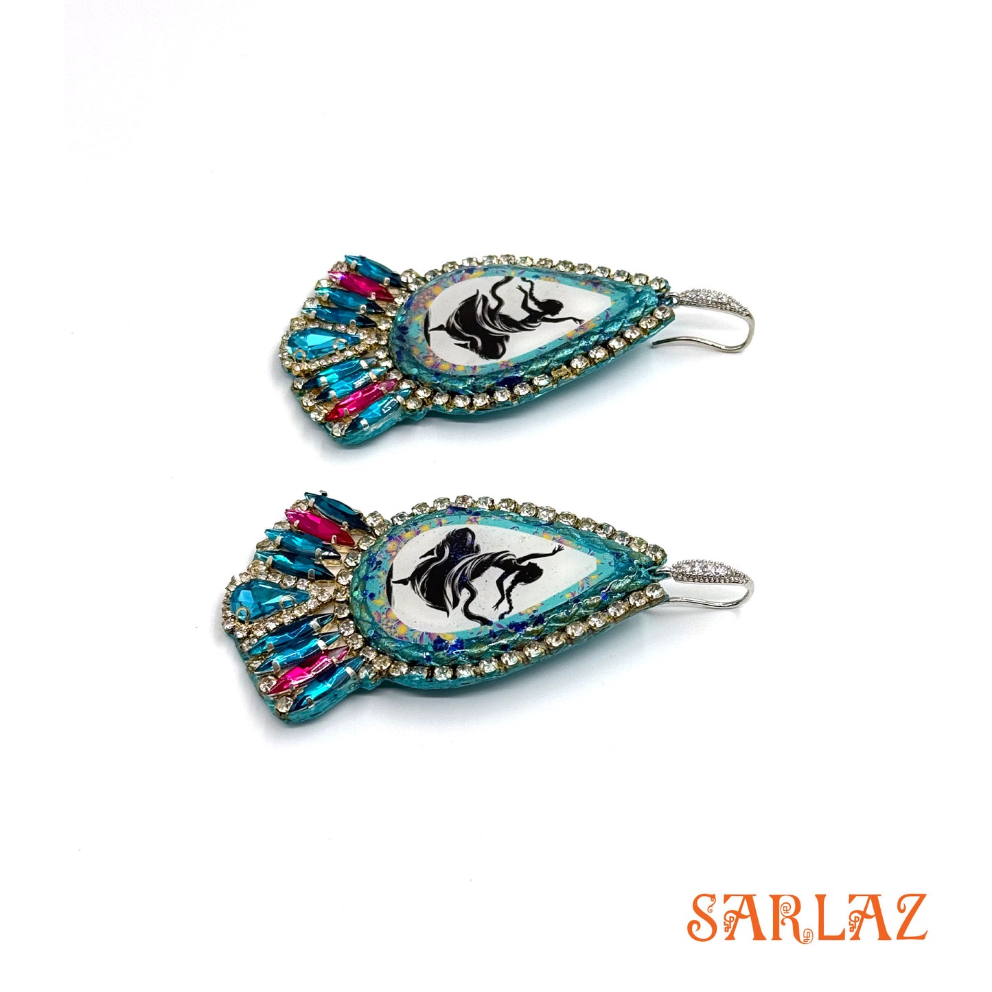 Spirited Joy — Teardrop Cascade Frame  — Dance Art Earrings