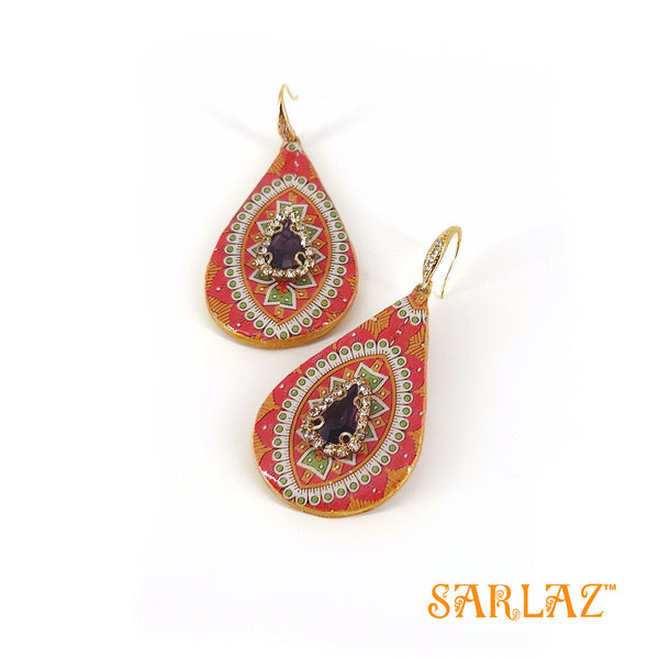 Teardrop Aztec earrings — Pattern theme jewellery
