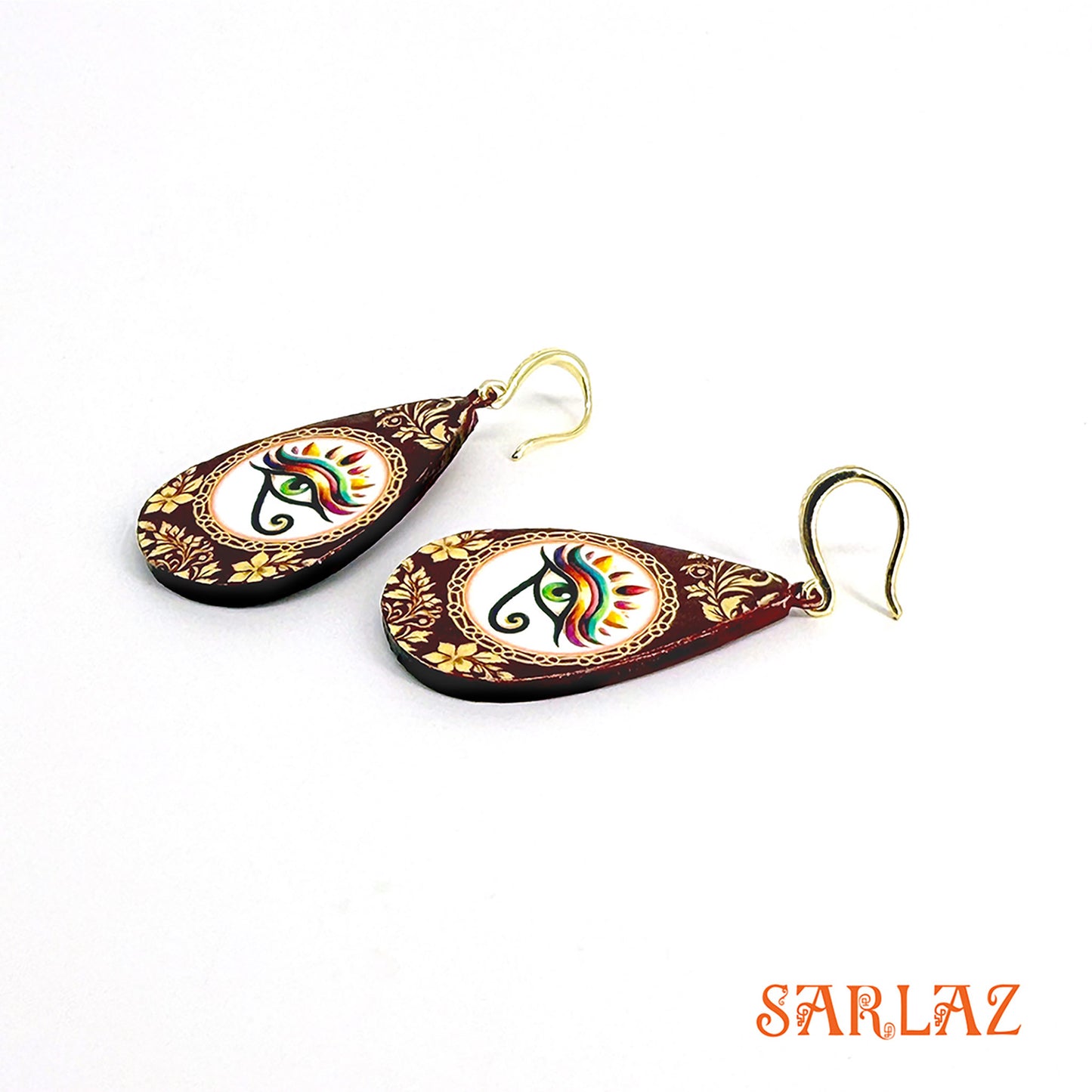 Third Eye Flame — Wood Earrings