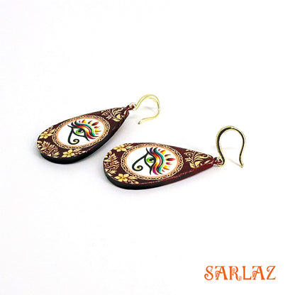 Third Eye Flame — Wood Earrings