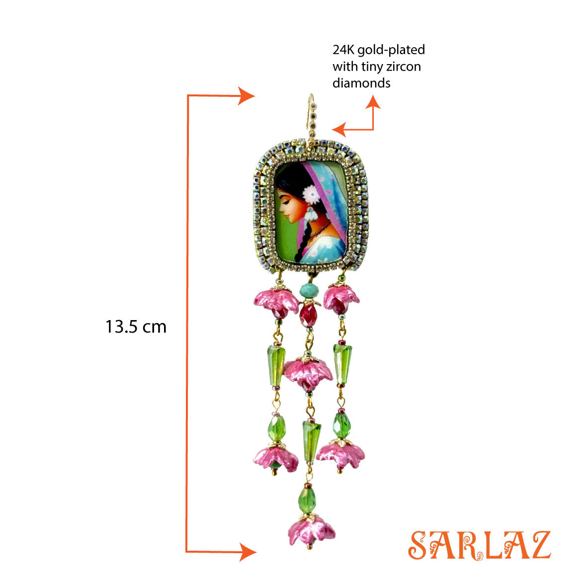 Timeless Poise — Floral Tassel Frame — Woman Art Earrings