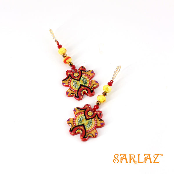 Abstract Sun and Fire Design earrings — Pattern theme jewellery