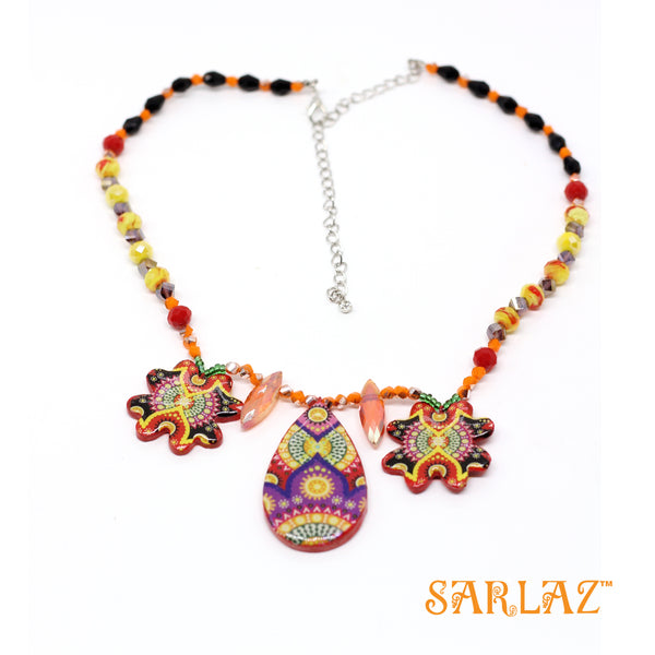 Abstract Sun and Fire Design necklace — Pattern theme jewellery