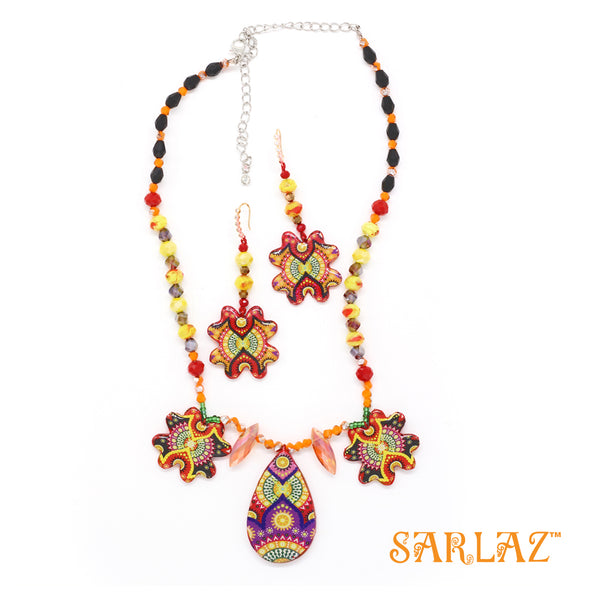 Abstract Sun and Fire Design necklace — Pattern theme jewellery