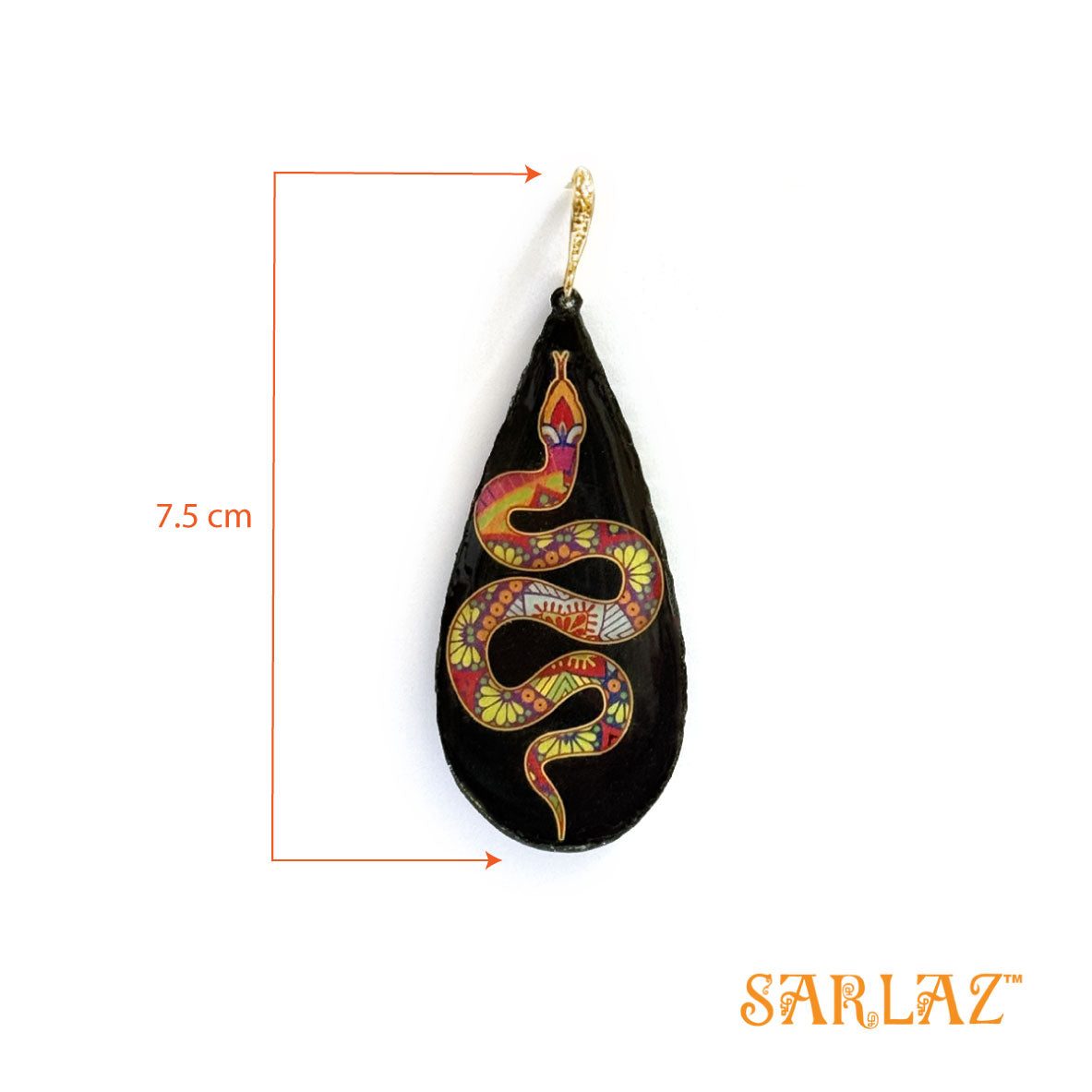 Enigma Serpent Black colourful  Earrings — Animal Theme Statement earrings — Heart to heart