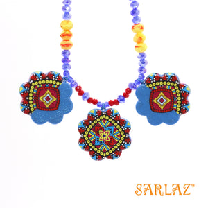 Blue and Red Solana necklace — Pattern theme jewellery
