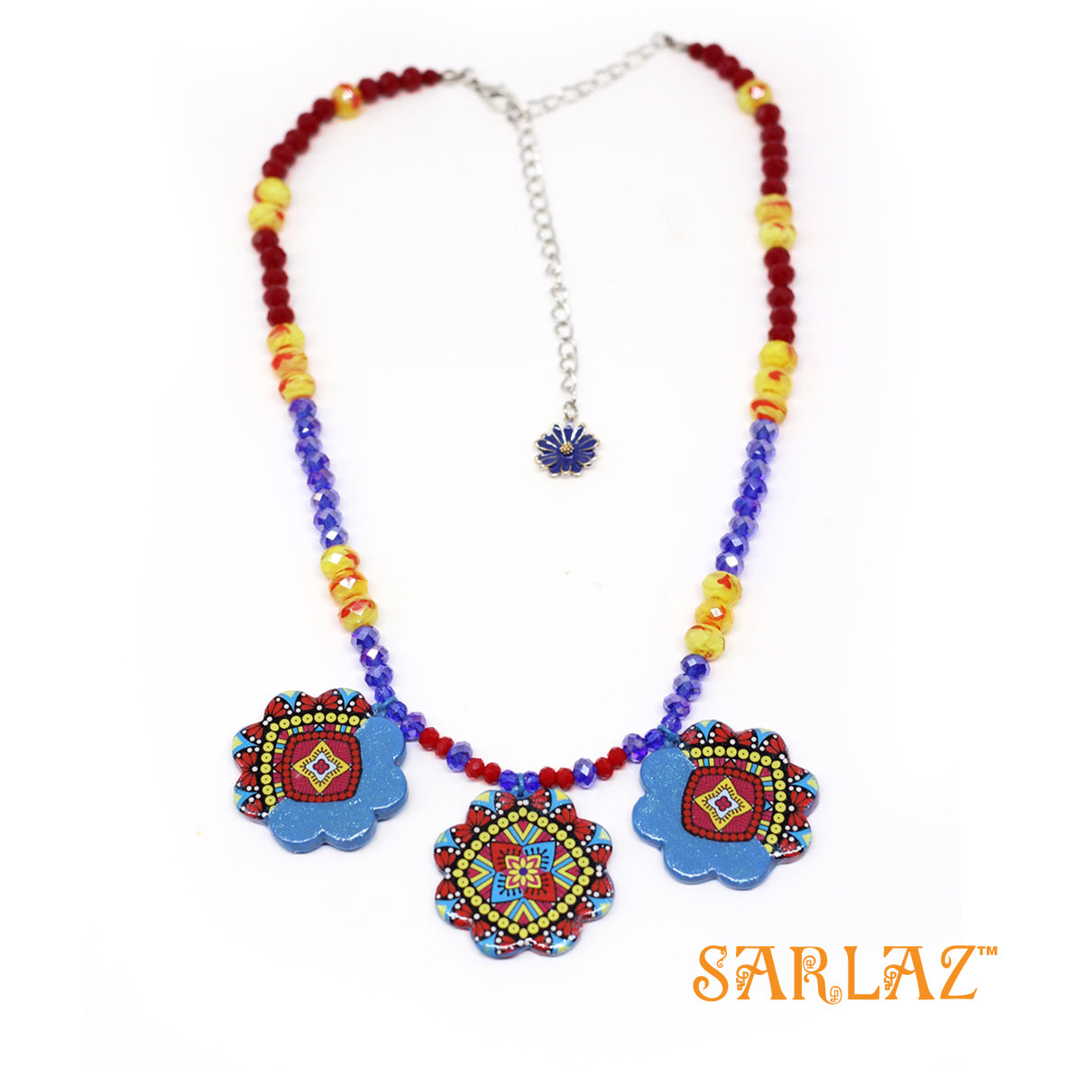 Blue and Red Solana necklace — Pattern theme jewellery