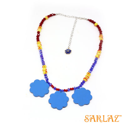 Blue and Red Solana necklace — Pattern theme jewellery