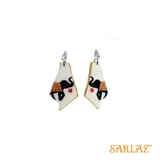 Abstract Shape Elephant love — Animal Theme Statement earrings — Heart to heart