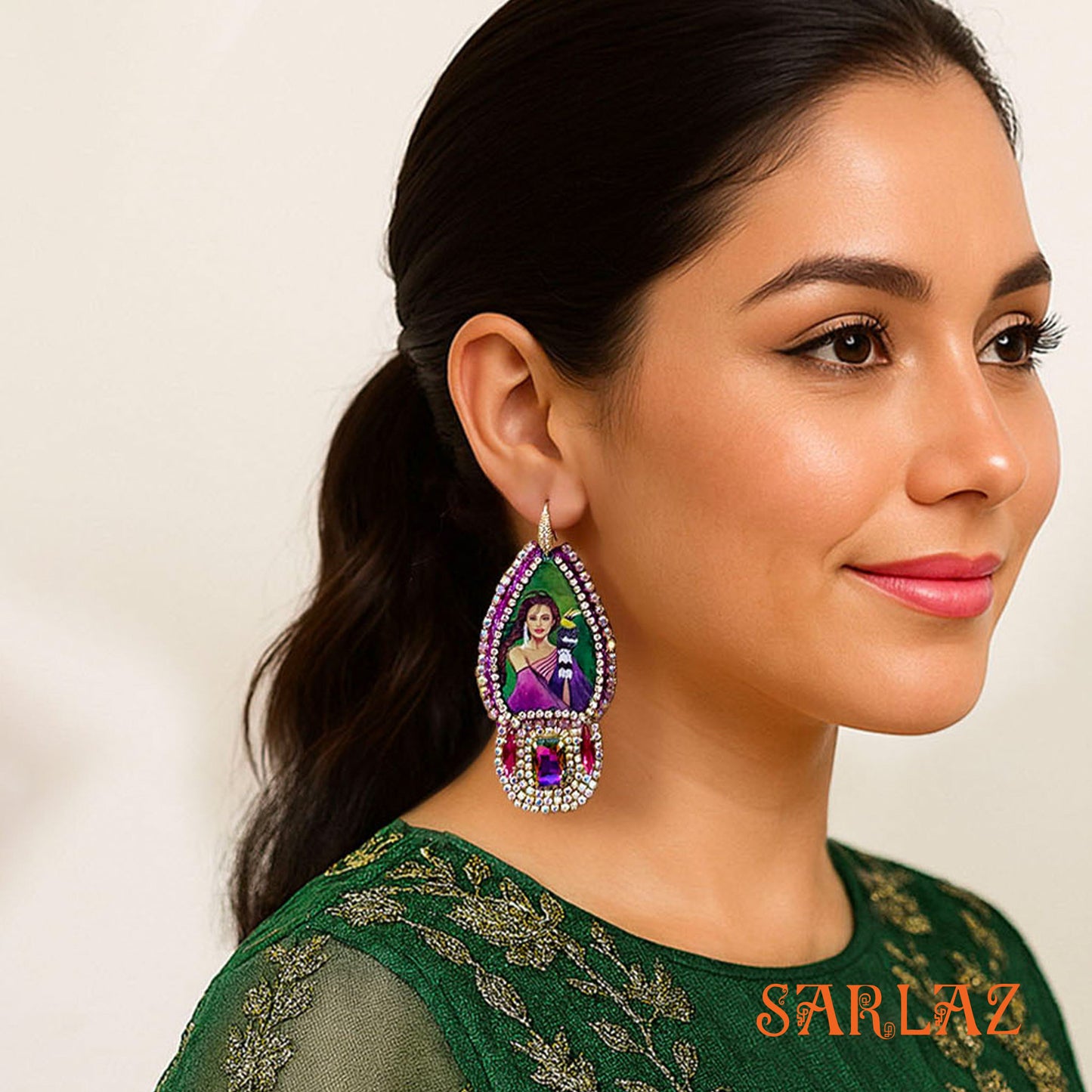 Leondra — Teardrop Regal Setting — Hornbill Art earrings
