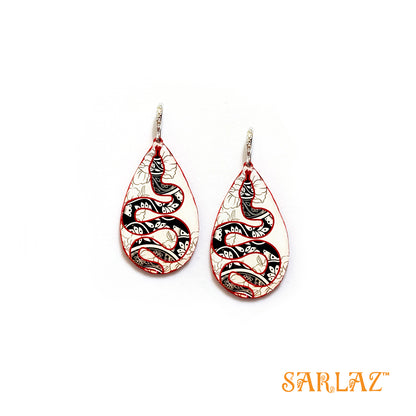 Neutral Color Snake Arts — Animal Theme Statement earrings — Heart to heart