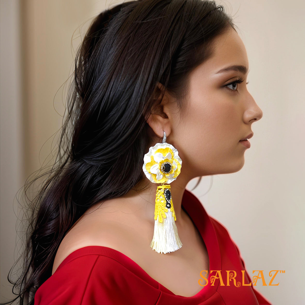 Optimism Flower Statement Earrings — Wedding Tassel Earring