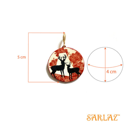 Satomi Deer Red floral earrings — Animal theme