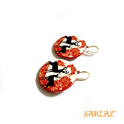 Satomi Deer Red floral earrings — Animal theme