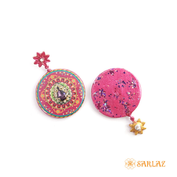 Circle Fuchsia earrings — Pattern theme jewellery