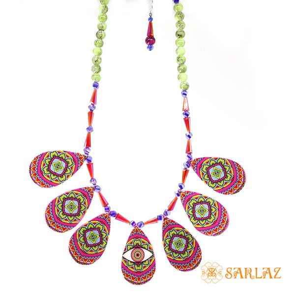 Colourful Pink Hitomi necklace — Pattern theme jewellery