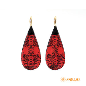 Fiora Red and Black elegant teardrop earrings — Pattern theme jewellery