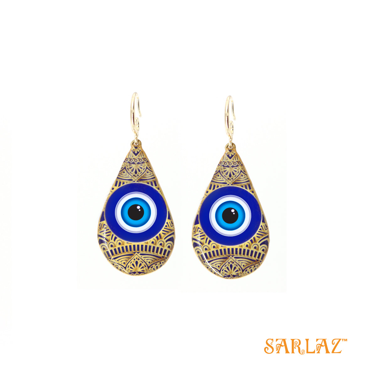 Nepal style - Brown base Blue evil eyes teardrop design — Pattern theme jewellery
