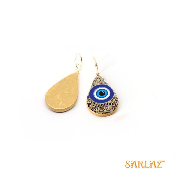 Nepal style - Brown base Blue evil eyes teardrop design — Pattern theme jewellery