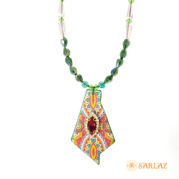 Paisley Tribal Fusion Pendant Necklace for Ethnic Wear — Pattern theme jewellery