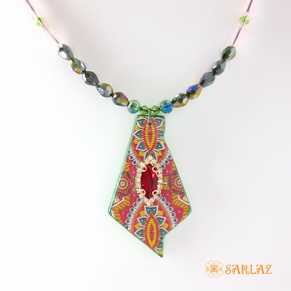 Paisley Tribal Fusion Pendant Necklace for Ethnic Wear — Pattern theme jewellery