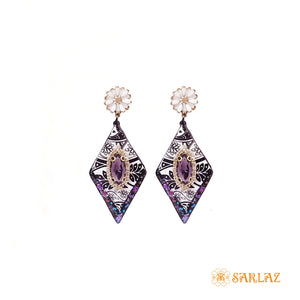 Montee Rhinestone Diamond shape earrings — Pattern theme jewellery