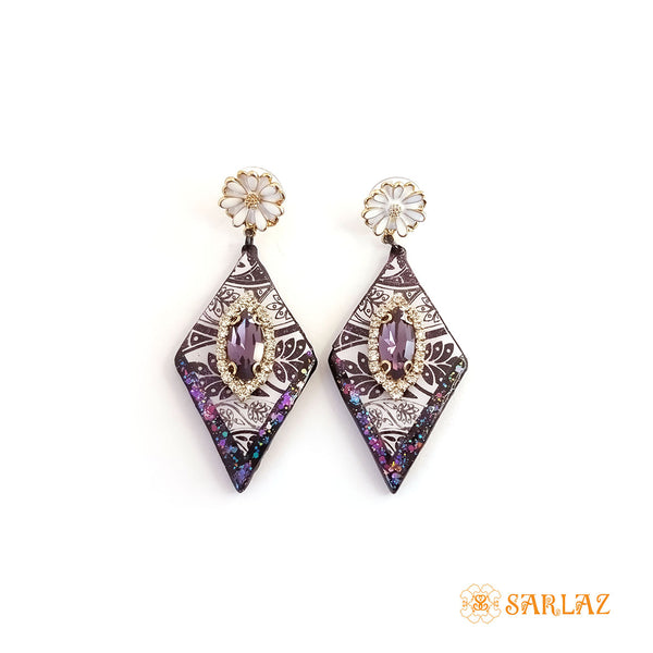Montee Rhinestone Diamond shape earrings — Pattern theme jewellery